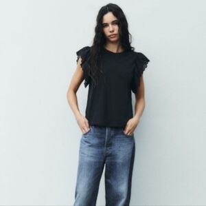 Zara Black Lace Sleeve Blouse